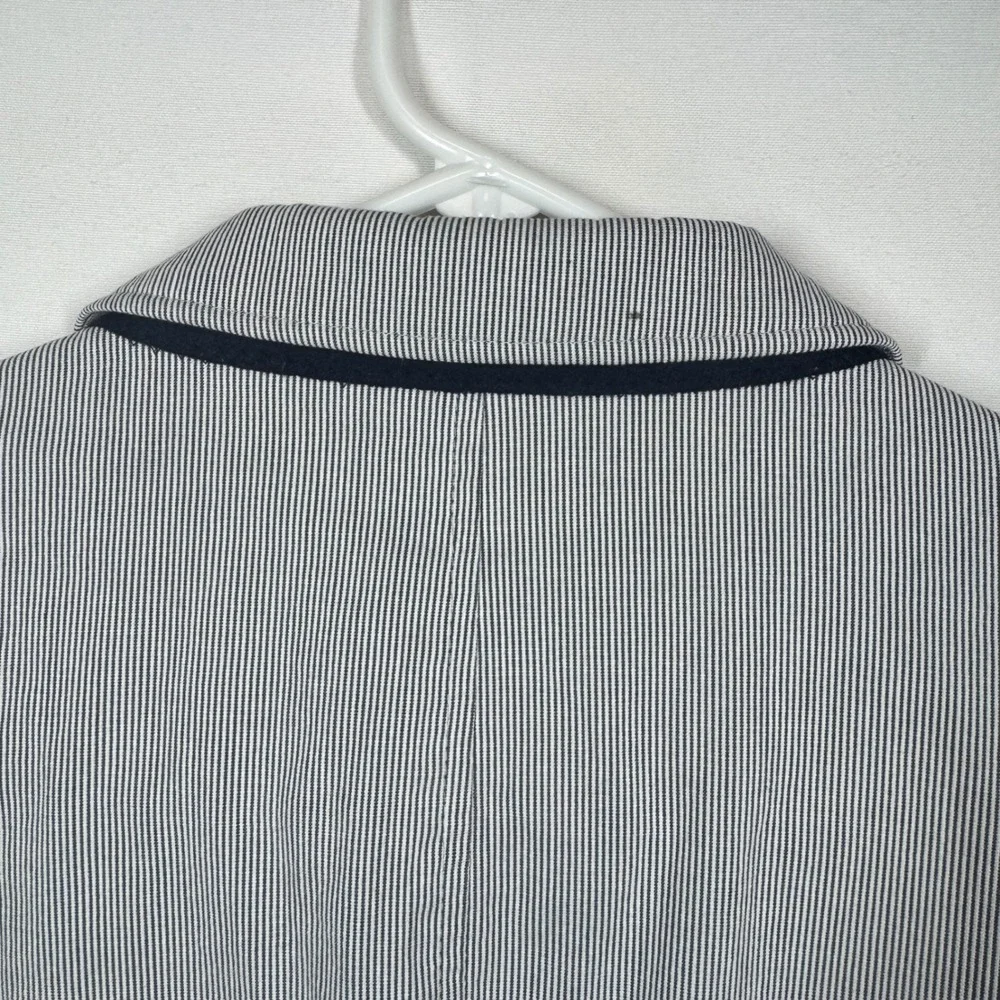 Banana Republic Tailored Fit Blazer Gray White Striped Elbow‎ Patch Sz 44R